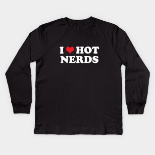 I Heart Hot Nerds Kids Long Sleeve T-Shirt